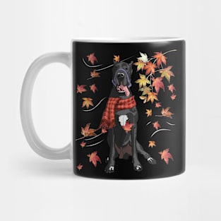 Maple Dog Leaf Fall Hello Autumn Funny Great Dane Lover Mug